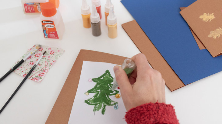 Expositions Visite guidée atelier  carte vœux sable coloré 