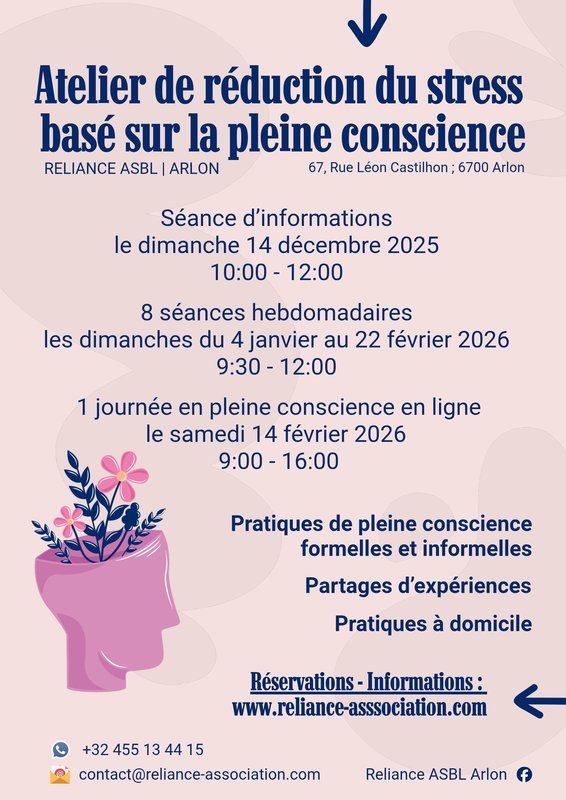 Stages,cours Atelier réduction stress basé la pleine conscience (Cycle Mbsr)