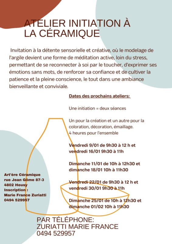 Stages,cours Initiation la céramique