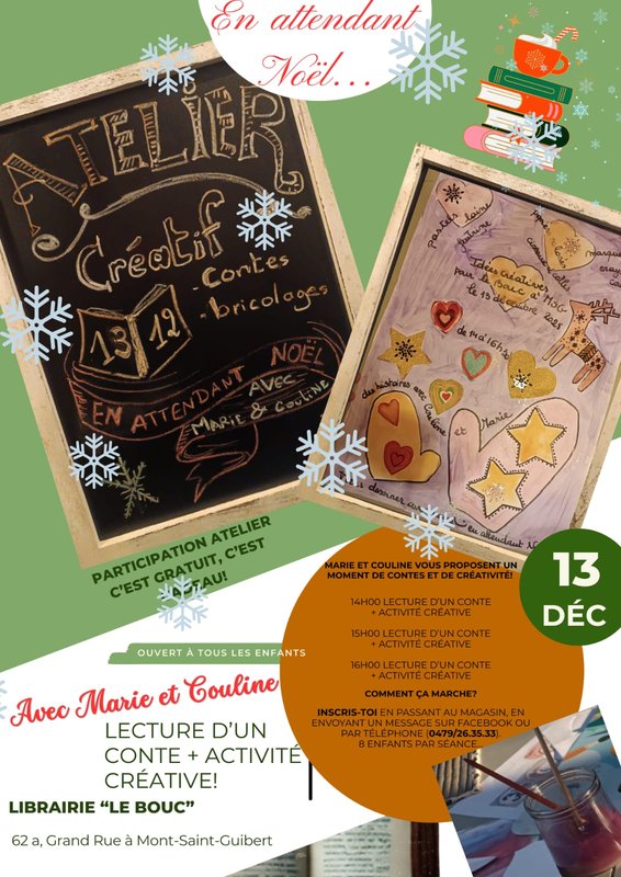 Stages,cours Atelier créatif attendant Noël ...