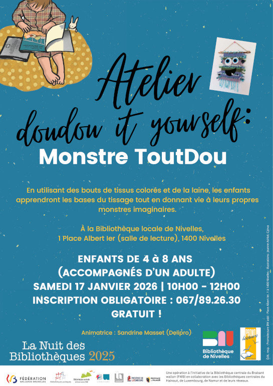 Stages,cours La nuit bibliothèques : atelier doudou yourself : monstre ToutDou