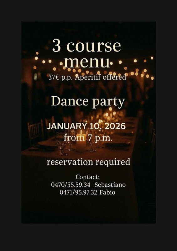 Soirées Menu 3 services + Soirée dansante
