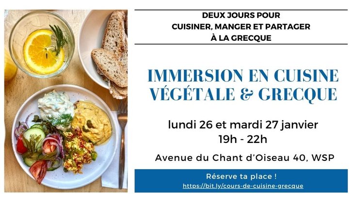 Stages,cours Immersion cuisine végétale & grecque deux jours