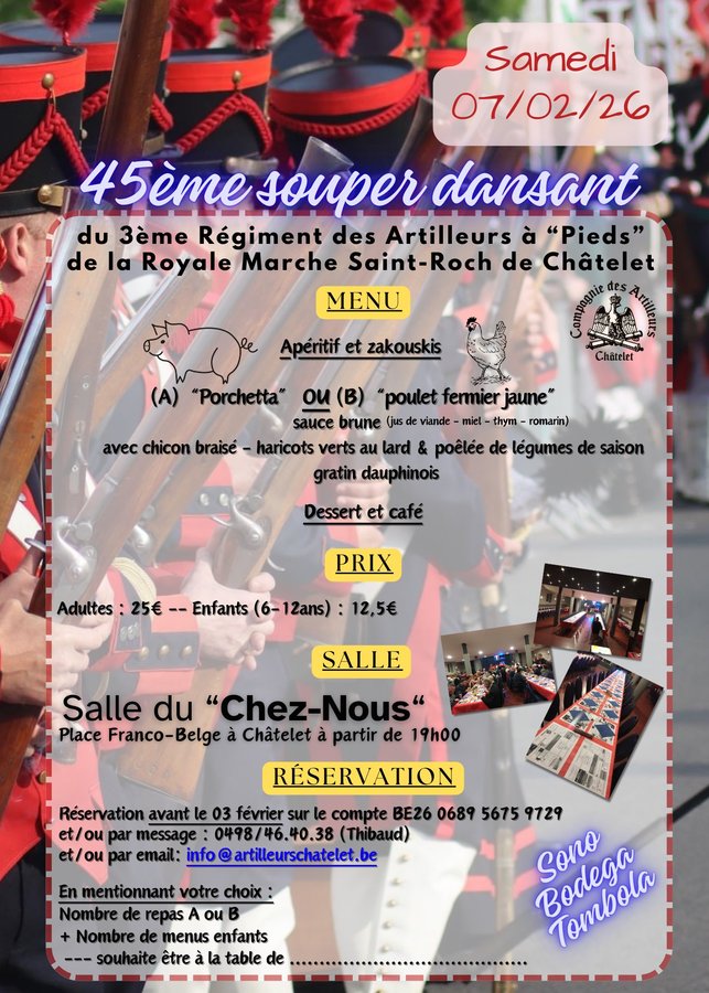 Soirées 45ème souper dansant la Compagnie Artilleurs