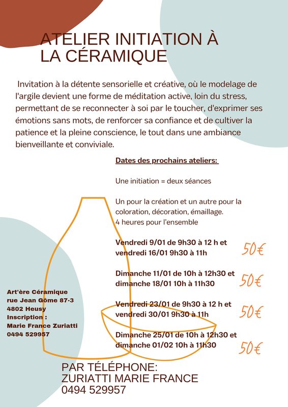 Stages,cours Initiation la céramique