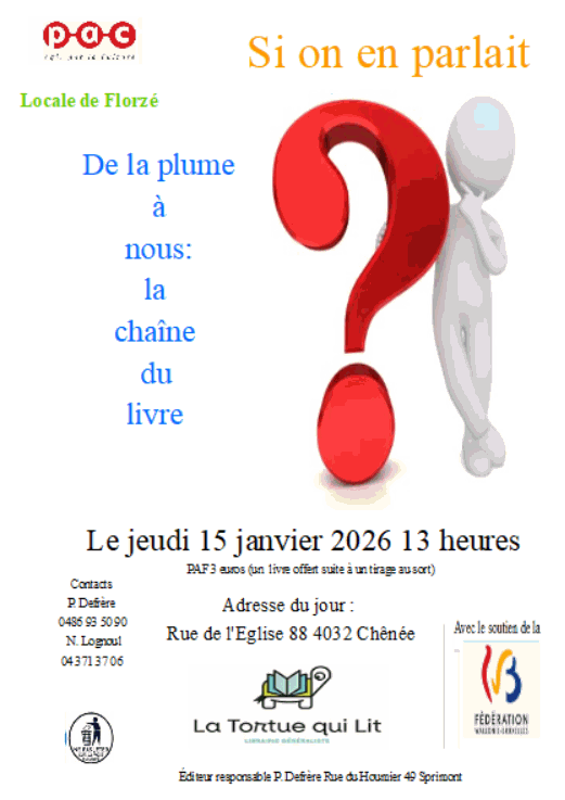 Conférences Soep ( Florzé ) on parlait la plume  nous: chaîne  livre