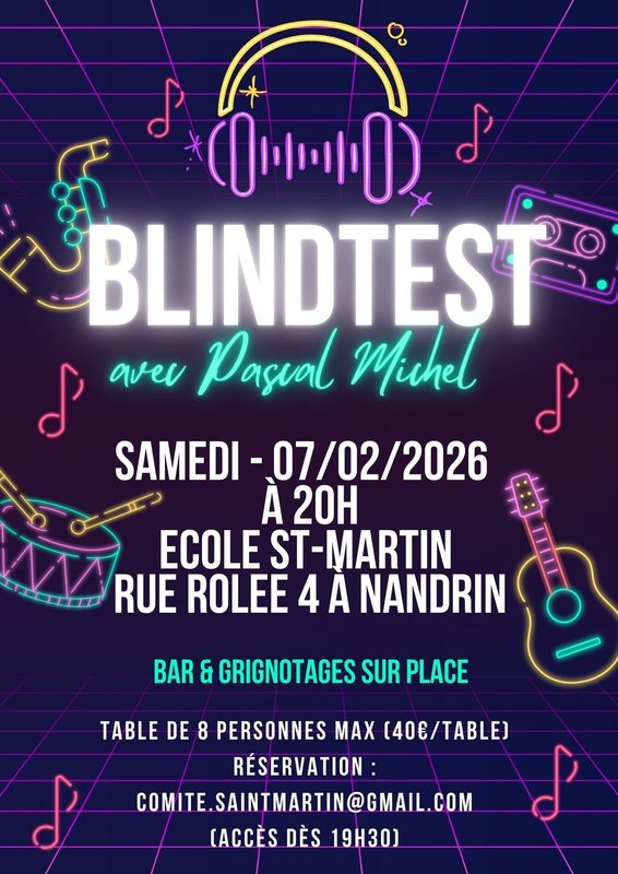 Soirées Grand Blind Test l Ecole Saint-Martin Nandrin
