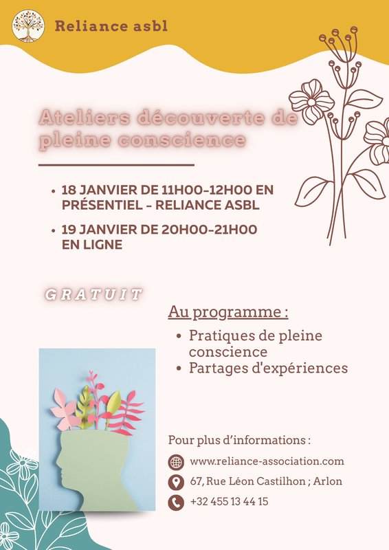 Stages,cours Atelier découverte la pleine conscience ligne - Gratuit