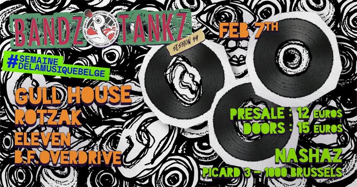 Concerts Bandz Tankz with Gull House + Rotzak + Eleven + B.F. Overdrive