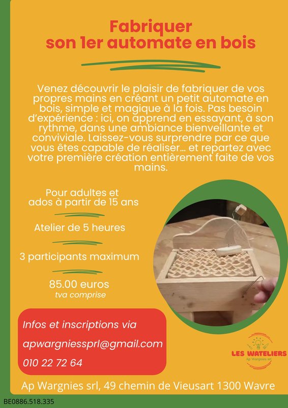 Stages,cours Fabriquer premier automate bois
