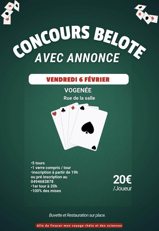 Loisirs Concours belote avec annonces