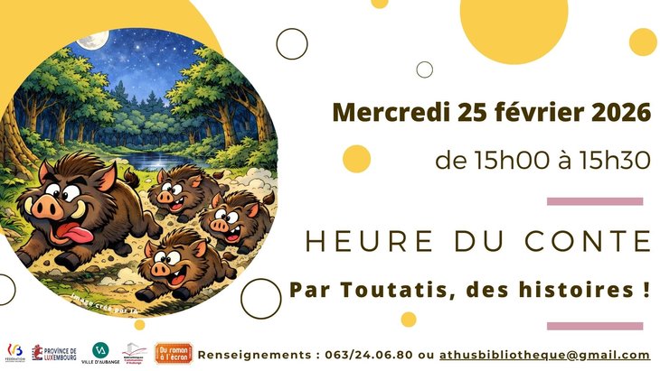 Spectacles Heure conte la bibliothèque d Athus | Toutatis, histoires 