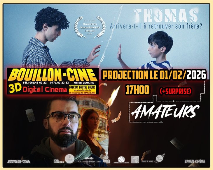 Spectacles Invitation Projection événement de deux films : Thomas Amateurs