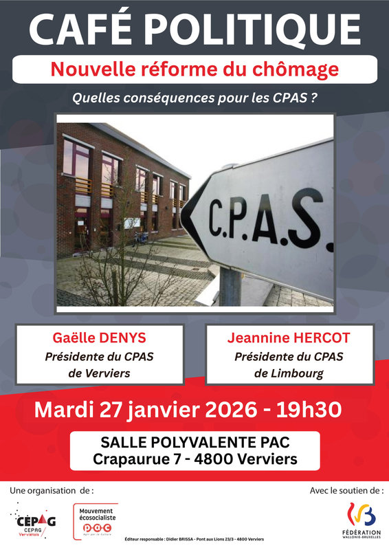 Conférences Café Politique : Nouvelle réforme chômage. Quelles conséquences pour Cpas