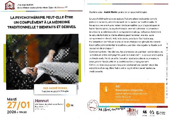 Conférences La Psychothérapie peut-elle être complément la médecine traditionnelle ?