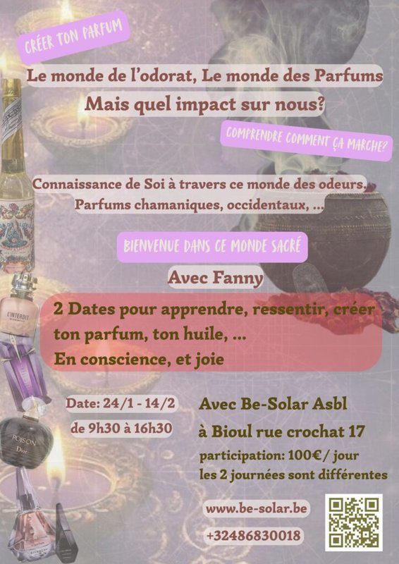 Stages,cours Découverte Soi l’Art Parfum