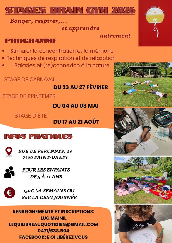 Stages,cours Stage Brain Gym® activités bien-être