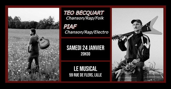 Concerts Live: Téo Becquart (rap folk) + PIAF (rap électro)