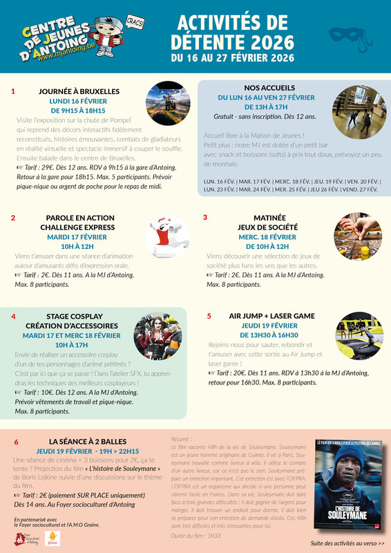 Stages,cours Activités détente (carnaval)