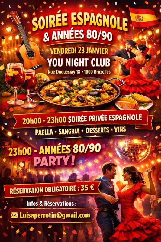 Soirées Soirée espagnole & années 80/90