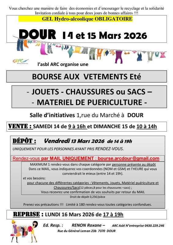 Loisirs Dour . Bourse vêtements Printemps /ETE - jeux-chaussures-puériculture