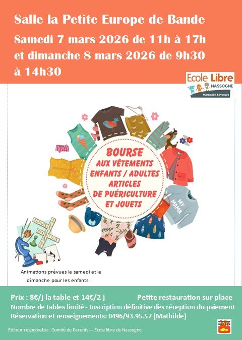 Loisirs Bourse vêtements enfants/adultes, articles puériculture jouets.