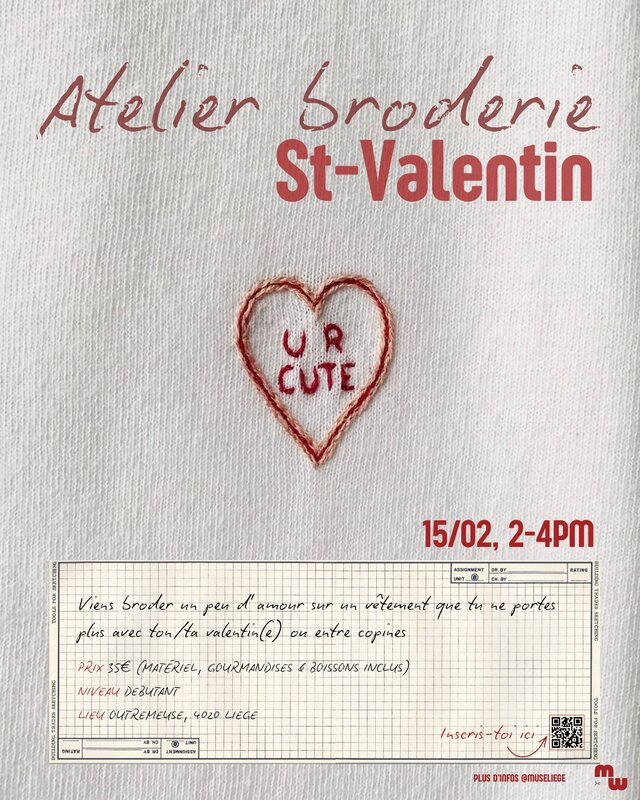 Stages,cours Atelier broderie - Saint-Valentin