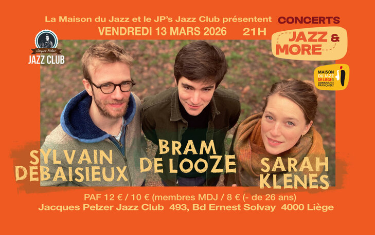 Concerts Concert Jazz&More:In a Round Trio- Sarah Klenes/Sylvain Debaisieux/Bram Looze
