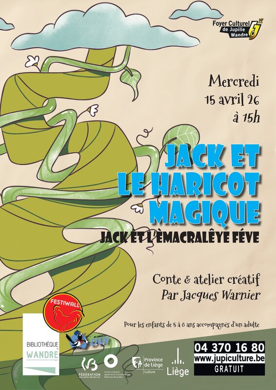 Spectacles Jack l’èmacralêye féve Jack le haricot magique Conte atelier