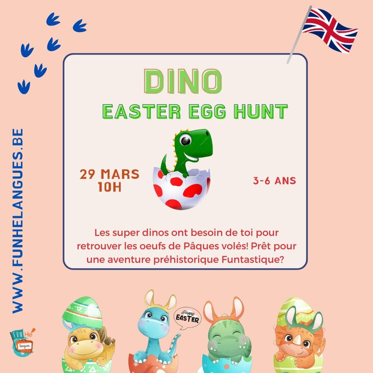 Stages,cours Dino Easter Hunt ! Chasse oeufs anglais