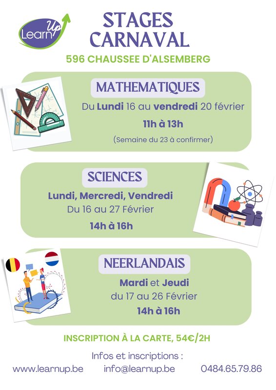 Stages,cours Stages remise niveau durant vacances Carnaval