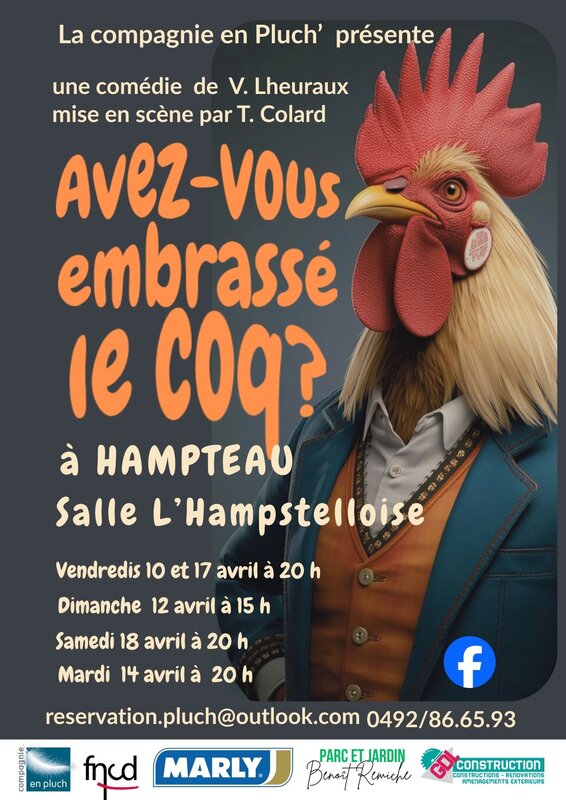 Spectacles Avez-vous embrassé coq?, comédie Vivien Lheuraux