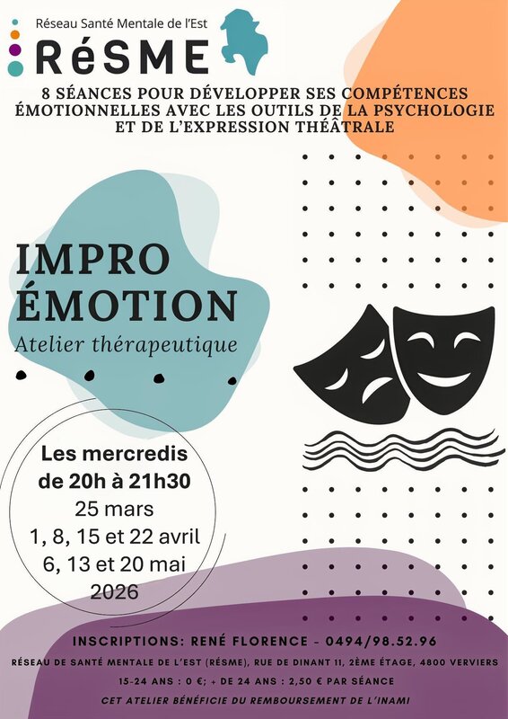 Stages,cours Atelier thérapeutique Impro Émotions