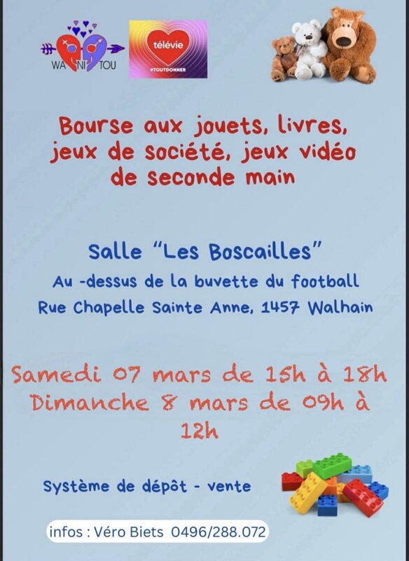 Loisirs Bourse jouets, livres, jeux vidéos, de seconde main profit Télévie