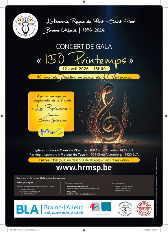Concerts Concert anniversaire Harmonie Royale Mont Saint Pont