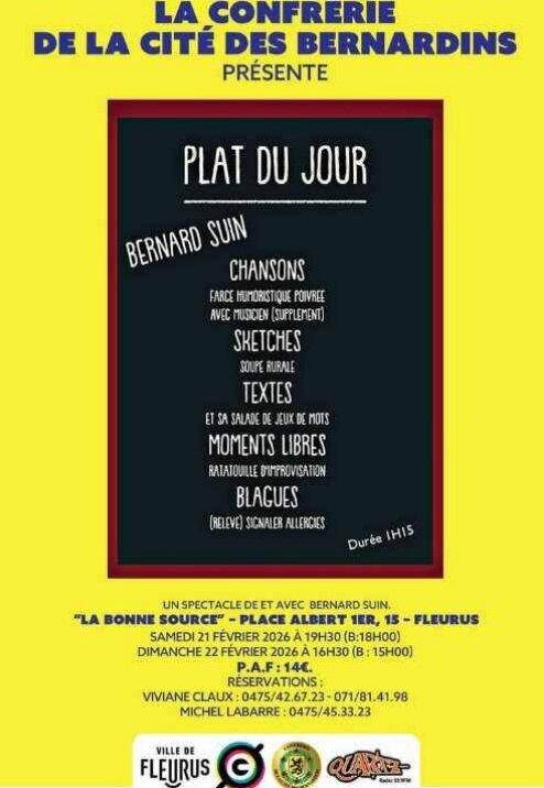 Spectacles Plat Jour spectacle et avec Bernard Suin