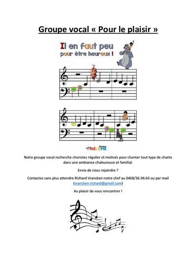 Loisirs Groupe vocal Pour plaisir