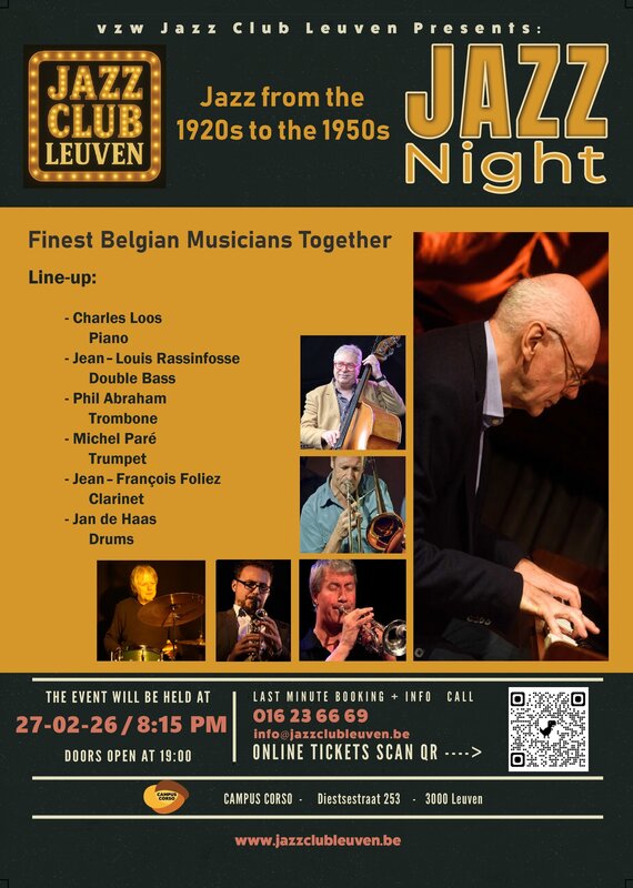 Concerts Jazz Club Leuven : Belgian finest jazz playing  JAZZ From 20s 50s 