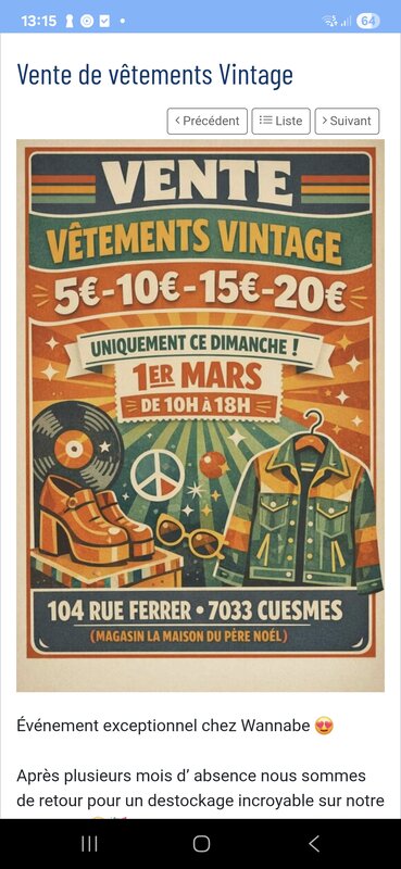  Vente vêtements Vintage brocante