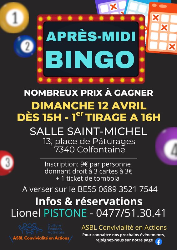 Loisirs Après-midi Bingo - Nombreux lots gagner