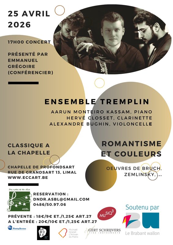 Concerts Romantisme couleurs - Ensemble Tremplin (piano, clarinette violoncelle)