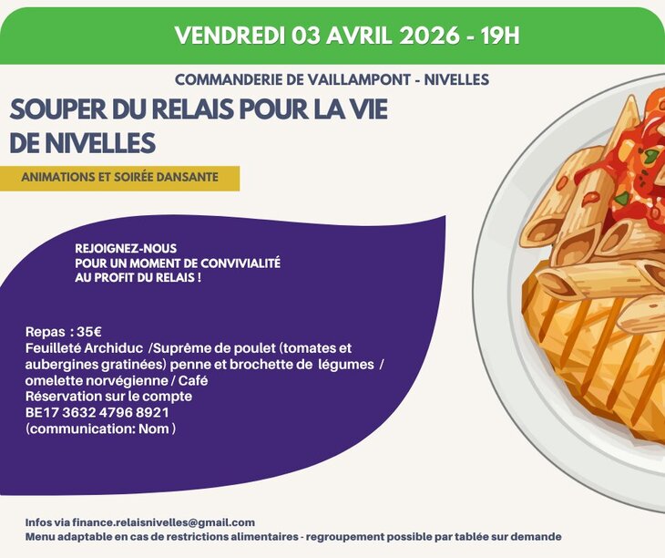 Soirées Souper Relais pour Vie Nivelles