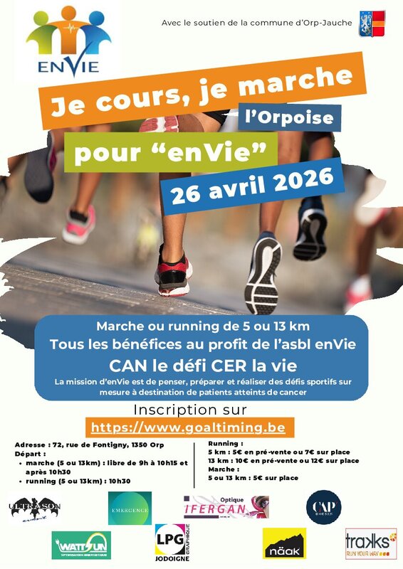 Loisirs Je cours, marche l Orpoise pour  enVie 