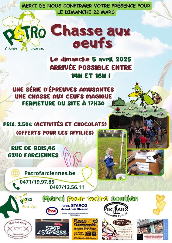 Loisirs Chasse Oeufs - Patro Farciennes