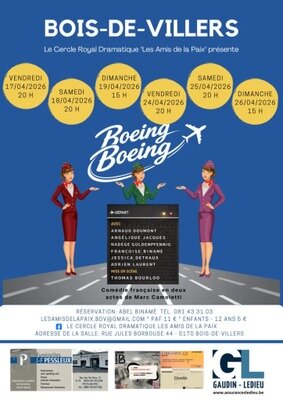 Spectacles Théâtre Bois-de-Villers : Boeing - Boeing