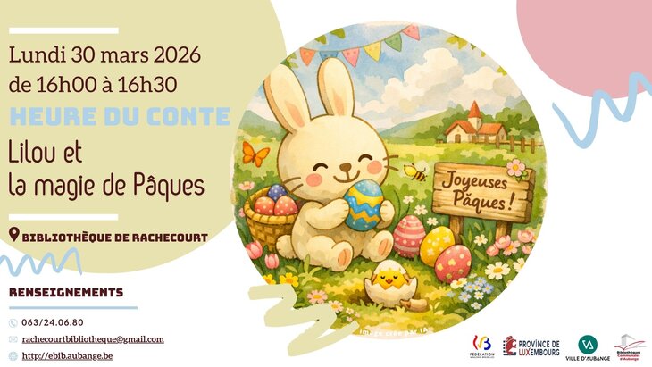 Spectacles Heure conte la bibliothèque Rachecourt | Lilou la magie Pâques