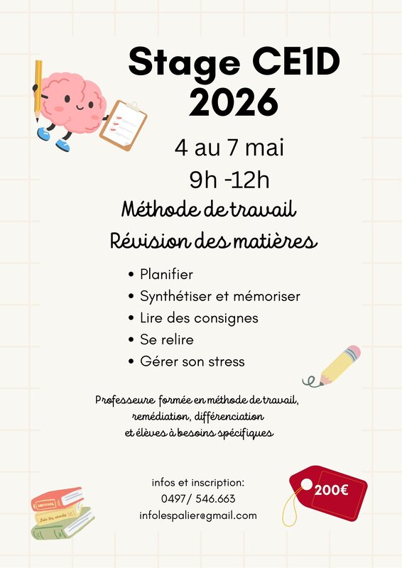 Stages,cours Stage préparation Ce1d