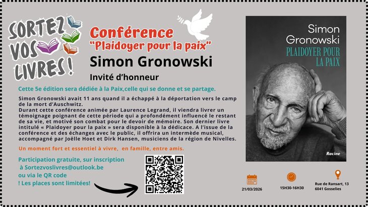 Conférences Conférence Simon Gronowski  Plaidoyer pour paix 