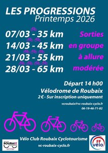 Loisirs Les progressions 2026 avec VC Roubaix