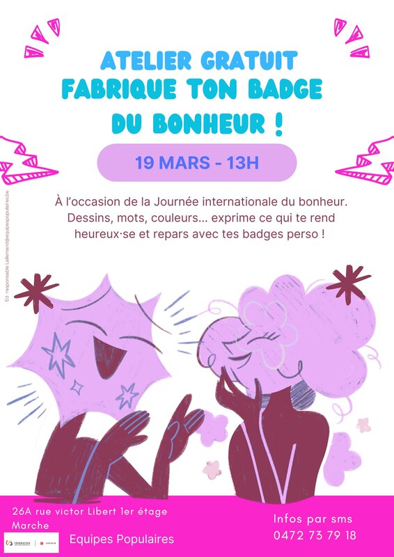 Stages,cours Fabrique badge bonheur 